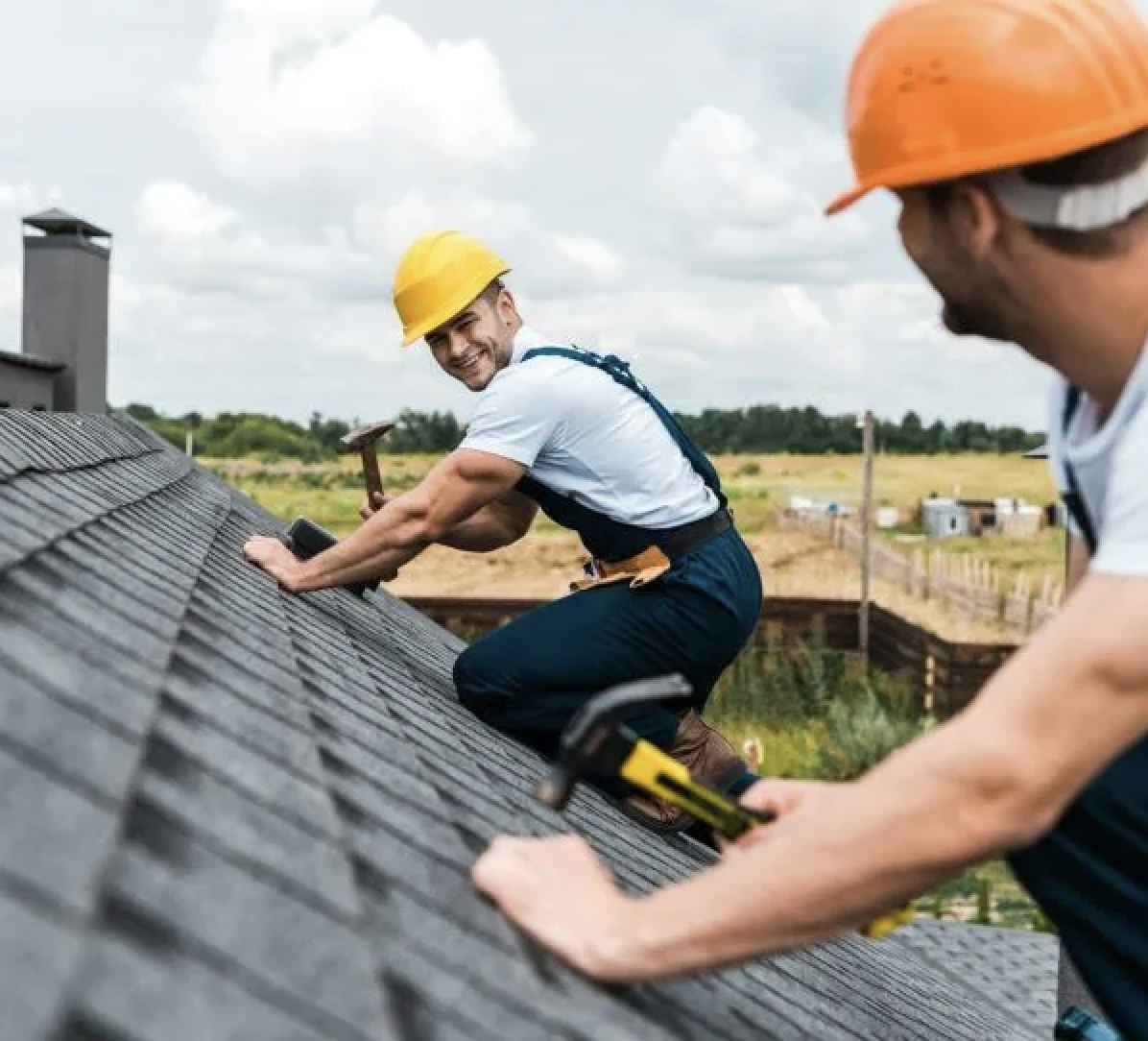 Happy roofers